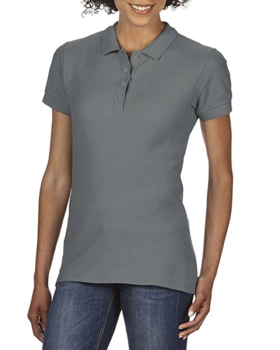 SOFTSTYLE® LADIES` DOUBLE PIQUÉ POLO - Charcoal, #66676C<br><small>UT-giL64800ch-2xl</small>