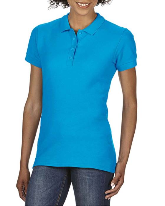 SOFTSTYLE® LADIES` DOUBLE PIQUÉ POLO - Sapphire, #0077B5<br><small>UT-giL64800sh-2xl</small>