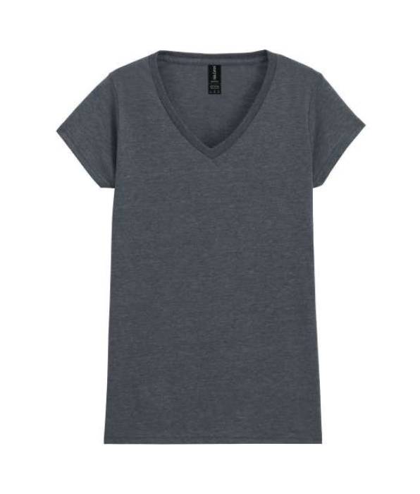 SOFTSTYLE® LADIES` V-NECK T-SHIRT - Dark Heather, #3F4444<br><small>UT-gil64v00-exdh-l</small>