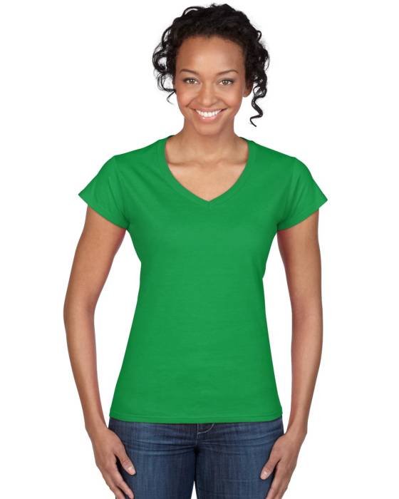 SOFTSTYLE® NŐI V-NYAKÚ PÓLÓ - Irish Green, #009E69<br><small>UT-giL64V00ig-l</small>