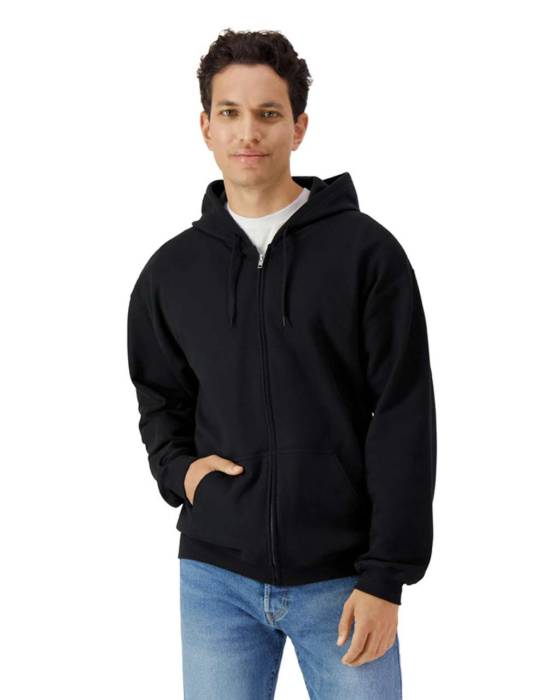 SOFTSTYLE® MIDWEIGHT FLEECE ADULT FULL ZIP HOODED SWEATSHI - Black, #25282A...<br><small>UT-gisf600bl-2xl</small>