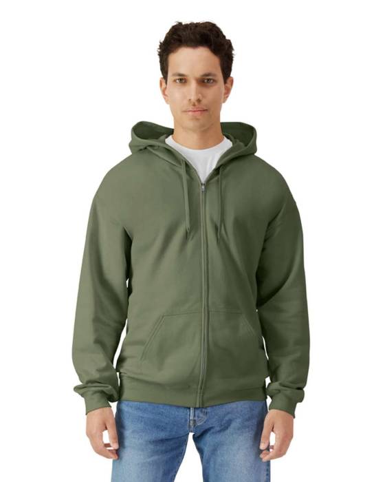 SOFTSTYLE® MIDWEIGHT FLEECE ADULT FULL ZIP HOODED SWEATSHI - Military Green, #63655A...<br><small>UT-gisf600mi-2xl</small>