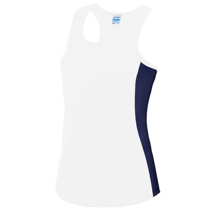 WOMEN`S COOL CONTRAST VEST - Arctic White/French Navy, #FFFFFF/#000A1A<br><small>UT-jc016arw/fn-l</small>