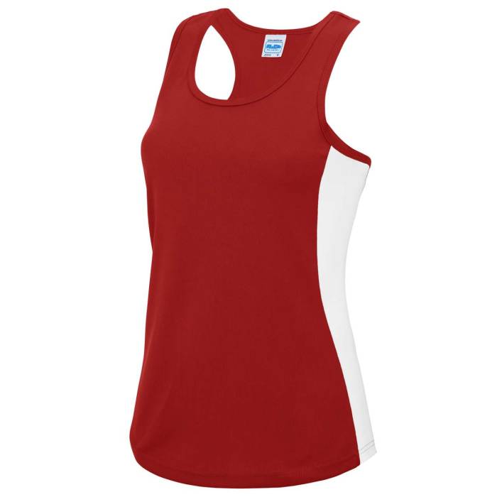 WOMEN`S COOL CONTRAST VEST - Fire Red/Arctic White, #BA0C2F/#FFFFFF<br><small>UT-jc016fr/awh-m</small>