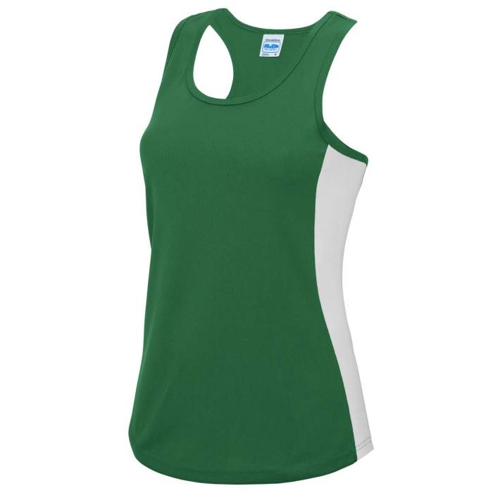 WOMEN`S COOL CONTRAST VEST - Kelly Green/Arctic White, #009A44/#FFFFFF<br><small>UT-jc016kl/awh-l</small>