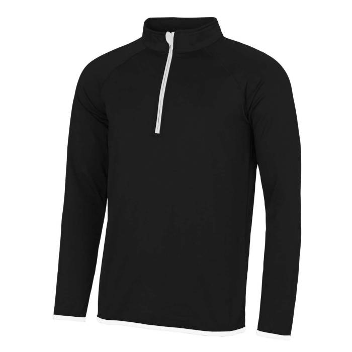 MEN`S COOL 1/2 ZIP SWEAT - Jet Black/Electric Yellow, #171C21/#DFEB2F<br><small>UT-jc031jbl/eye-s</small>