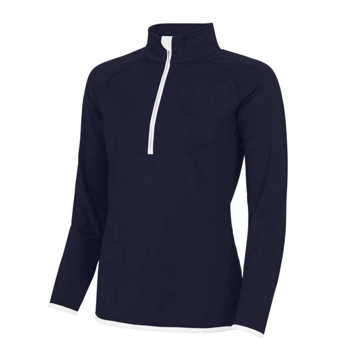 WOMEN`S COOL 1/2 ZIP SWEAT - French Navy/Arctic White, #000A1A/#FFFFFF<br><small>UT-jc036fn/arw-l</small>