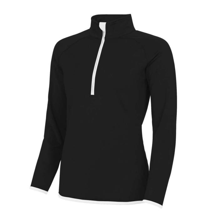 WOMEN`S COOL 1/2 ZIP SWEAT - Jet Black/Electric Yellow, #171C21/#DFEB2F<br><small>UT-jc036jbl/eye-l</small>