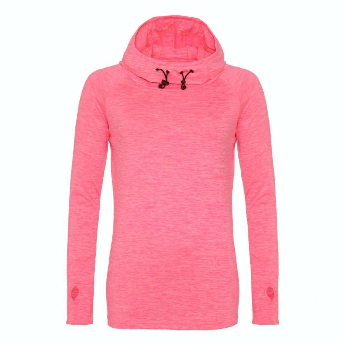 WOMEN`S COOL COWL NECK TOP - Electric Pink Melange, #F97394<br><small>UT-jc038epim-m</small>
