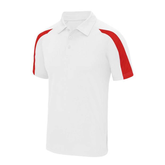 CONTRAST COOL POLO - Arctic White/Fire Red, #FFFFFF/#BA0C2F<br><small>UT-jc043awh/fr-2xl</small>