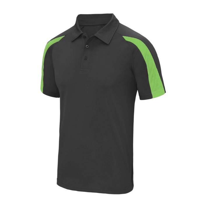 CONTRAST COOL POLO - Charcoal/Lime Green, #51545D/#75FF00<br><small>UT-jc043ch/lig-2xl</small>