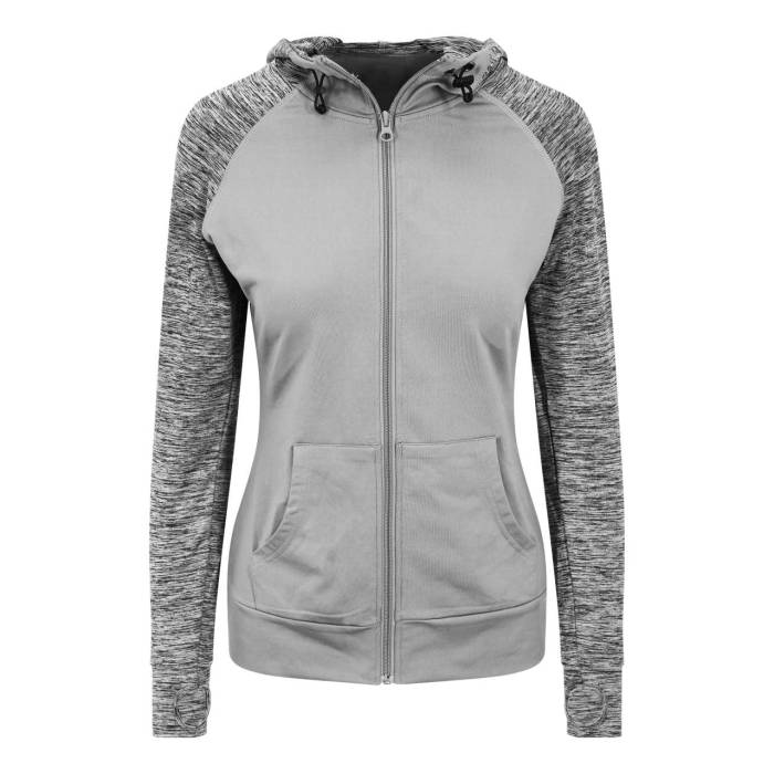 WOMEN`S COOL CONTRAST ZOODIE - Grey/Grey Melange, #A2AAAD/#6A7478<br><small>UT-jc058gr/grm-l</small>