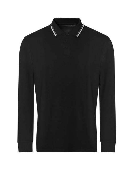 LONG SLEEVE TIPPED 100 POLO - Deep Black/White, #171C21/#FFFFFF<br><small>UT-jp103dbl/wh-l</small>