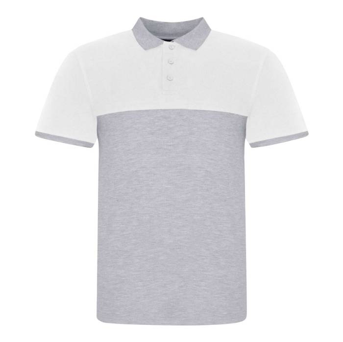 COLOUR BLOCK POLO - Heather Grey/White, #A2A9A8/#FFFFFF<br><small>UT-jp110hgr/wh-xl</small>