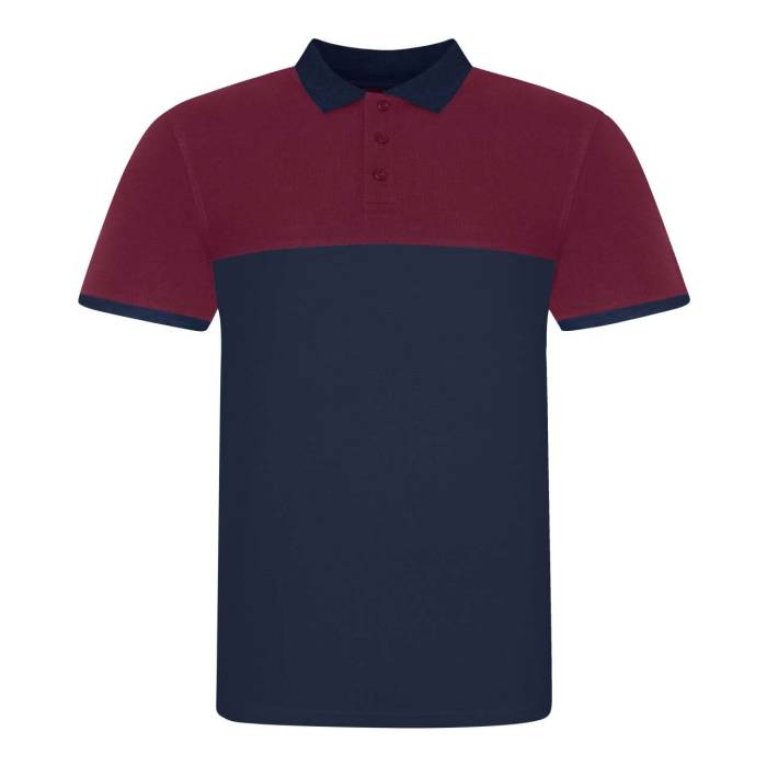 COLOUR BLOCK POLO - Oxford Navy/Burgundy, #041848/#45002E<br><small>UT-jp110oxn/bu-2xl</small>