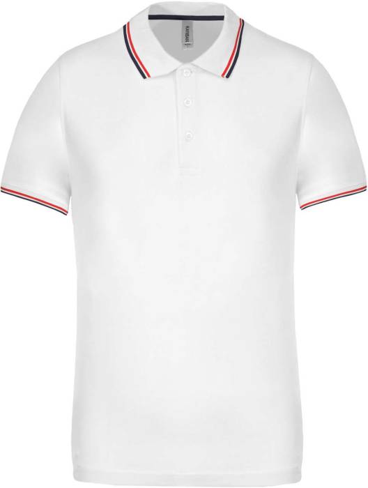 MEN`S SHORT-SLEEVED POLO SHIRT - White/Red/Green, #ECECFC/#C32036/#3f9c35<br><small>UT-ka250wh/re/grn-2xl</small>