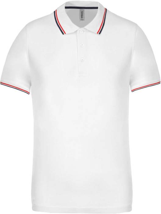 MEN`S SHORT-SLEEVED POLO SHIRT - White/Red/Green, #ECECFC/#C32036/#3f9c35<br><small>UT-ka250wh/re/grn-xl</small>