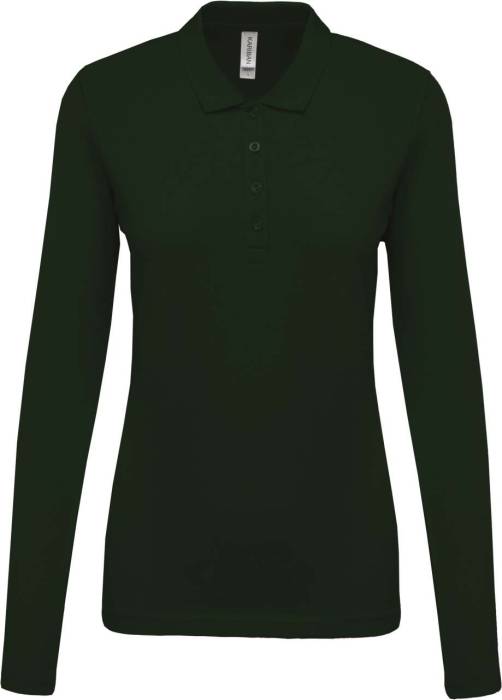 LADIES’ LONG-SLEEVED PIQUÉ POLO SHIRT - Forest Green, #1F362A<br><small>UT-ka257fo-2xl</small>
