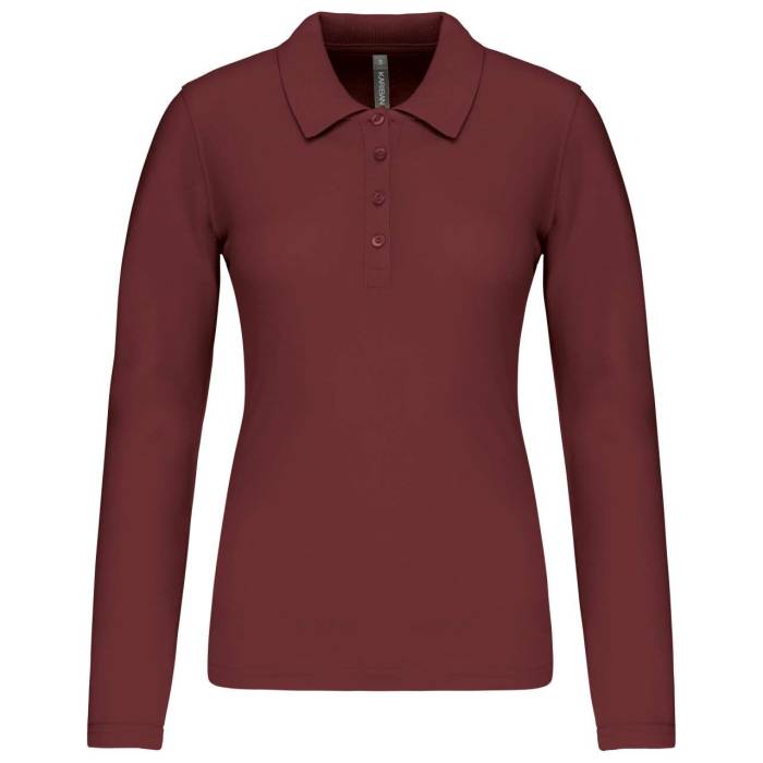 LADIES’ LONG-SLEEVED PIQUÉ POLO SHIRT - Wine, #642E38<br><small>UT-ka257wn-m</small>