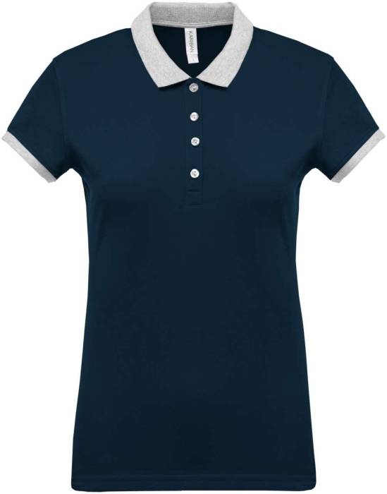 LADIES’ TWO-TONE PIQUÉ POLO SHIRT - Navy/Oxford Grey, #021E2F/#ADAFAF<br><small>UT-ka259nv/oxg-l</small>