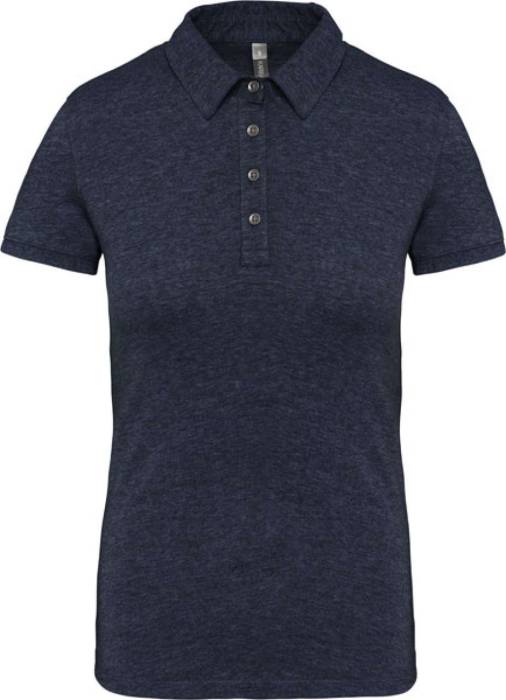 LADIES` SHORT SLEEVED JERSEY POLO SHIRT - French Navy Heather, #30314D<br><small>UT-ka263fnvh-2xl</small>