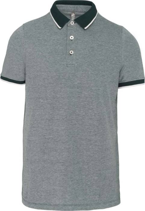 MEN`S TWO-TONE MARL POLO SHIRT - Marl Fir Green, #7F8887/#7F8887/#263636<br><small>UT-ka266mfg-s</small>