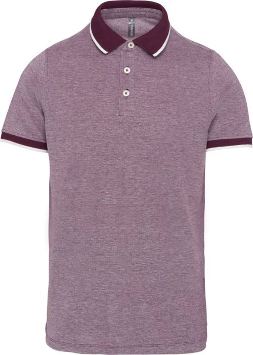 MEN`S TWO-TONE MARL POLO SHIRT - Marl Wine, #977D8A/#977D8A/#53273A<br><small>UT-ka266mwn-s</small>