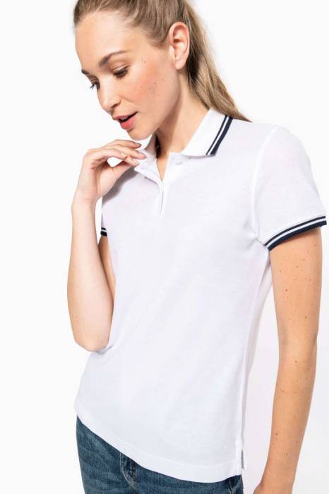 LADIE'S SHORT-SLEEVED POLOSHIRT WITH CONTRASTING PIPING