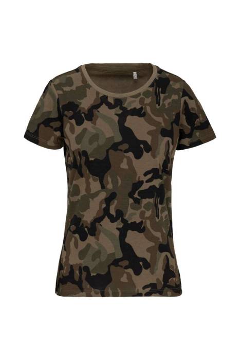 NŐI RÖVID UJJÚ TEREPMINTÁS PÓLÓ - Olive Camouflage, #7F7163/#585749/#2D2B2C<br><small>UT-ka3031olc-m</small>