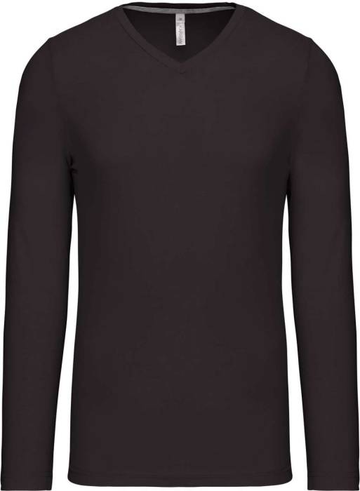 FÉRFI HOSSZÚ UJJÚ V-NYAKÚ PÓLÓ - Dark Grey, #14202A<br><small>UT-ka358dg-3xl</small>