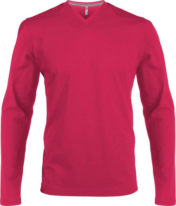 FÉRFI HOSSZÚ UJJÚ V-NYAKÚ PÓLÓ - Fuchsia, #CB1758<br><small>UT-ka358fu-4xl</small>