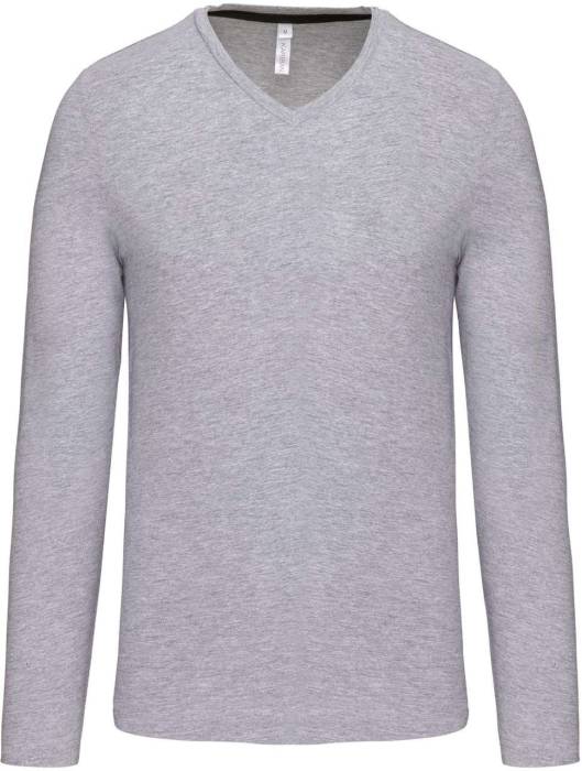 FÉRFI HOSSZÚ UJJÚ V-NYAKÚ PÓLÓ - Oxford Grey, #ADAFAF<br><small>UT-ka358oxg-3xl</small>