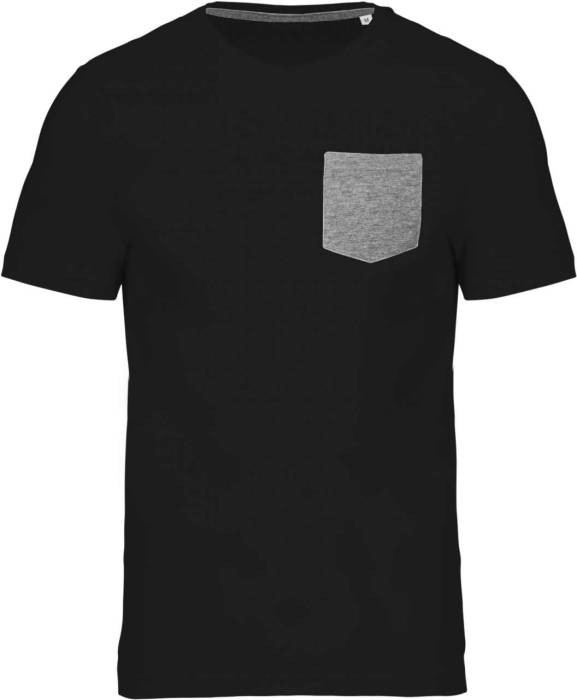 ORGANIC COTTON T-SHIRT WITH POCKET DETAIL - Black/Grey Heather, #000000/#959CA6<br><small>UT-ka375bl/grh-2xl</small>