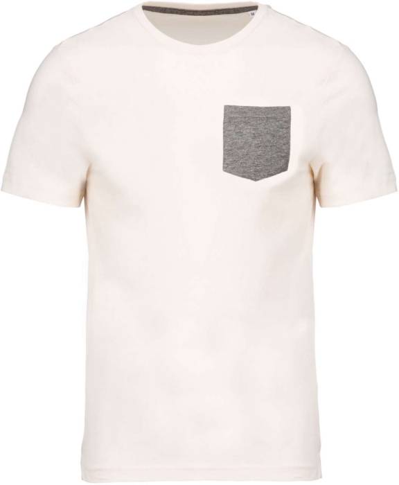 ORGANIC COTTON T-SHIRT WITH POCKET DETAIL - Cream/Grey Heather, #E4D5D3/#959CA6<br><small>UT-ka375cm/grh-2xl</small>