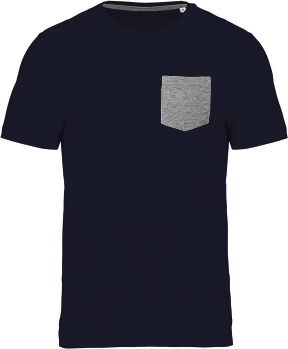 ORGANIC COTTON T-SHIRT WITH POCKET DETAIL - Navy/Grey Heather, #253F6A/#959CA6<br><small>UT-ka375nv/grh-l</small>