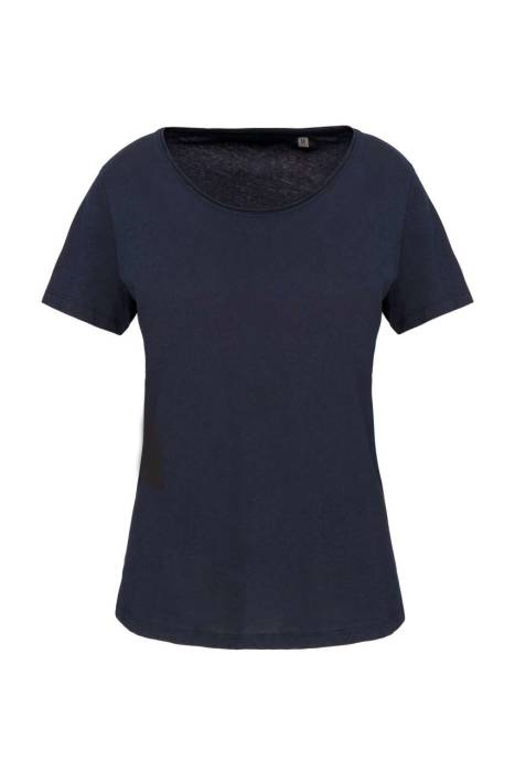 LADIES' SHORT-SLEEVED ORGANIC T-SHIRT WITH RAW EDGE NECKLI...