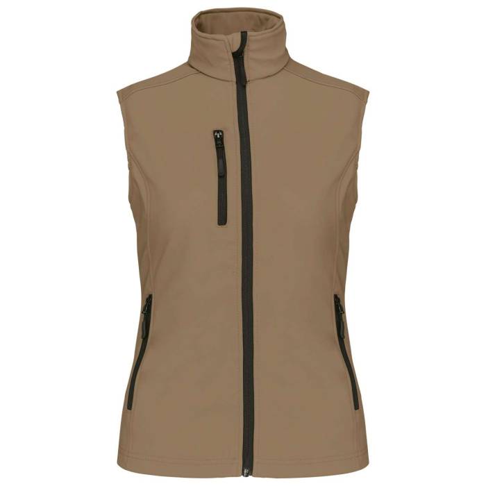 LADIES` SOFTSHELL BODYWARMER - Camel, #8B6F4E<br><small>UT-ka404ca-2xl</small>