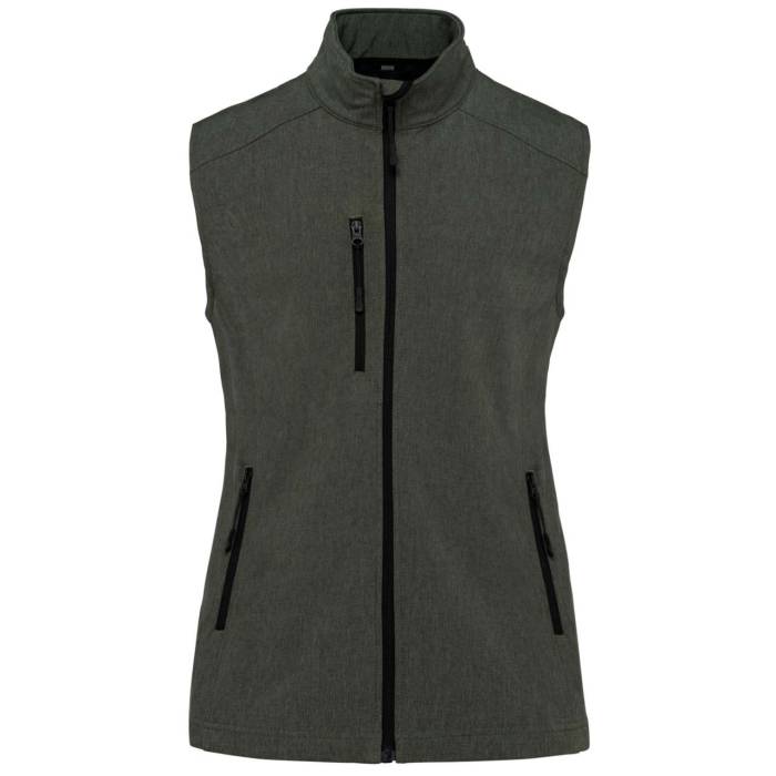 LADIES` SOFTSHELL BODYWARMER - Marl Green, #605C51<br><small>UT-ka404mgn-2xl</small>