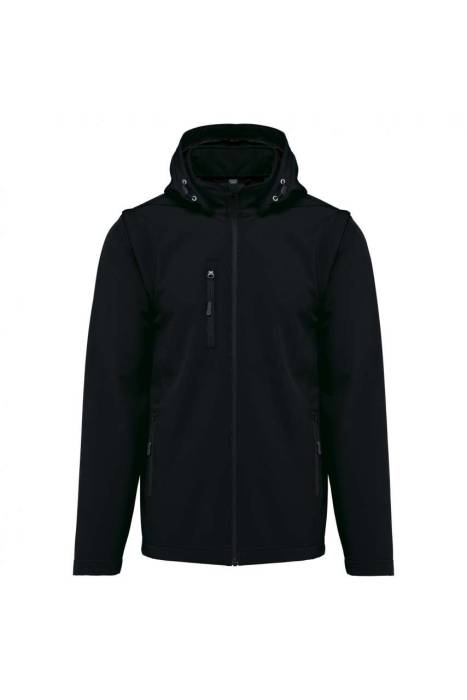 UNISEX 3-LAYER SOFTSHELL HOODED JACKET WITH REMOVABLE SLEE - Black, #000000...<br><small>UT-ka422bl-2xl</small>
