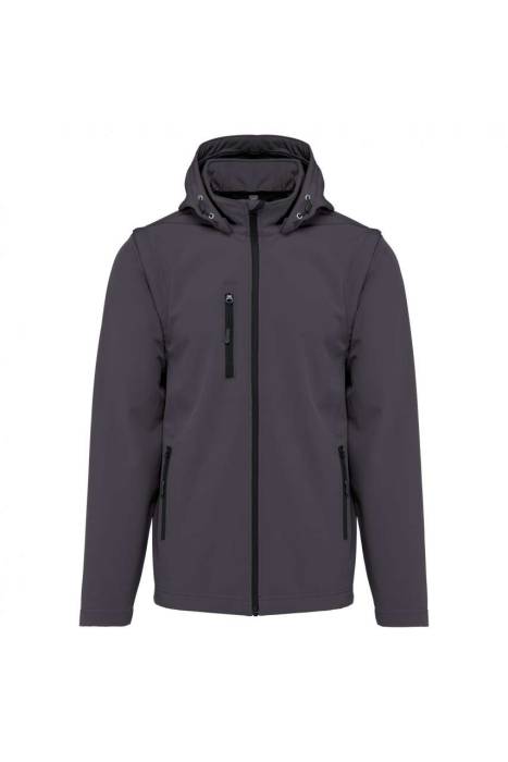 UNISEX 3-LAYER SOFTSHELL HOODED JACKET WITH REMOVABLE SLEE - Titanium, #5D6167...<br><small>UT-ka422tit-2xl</small>