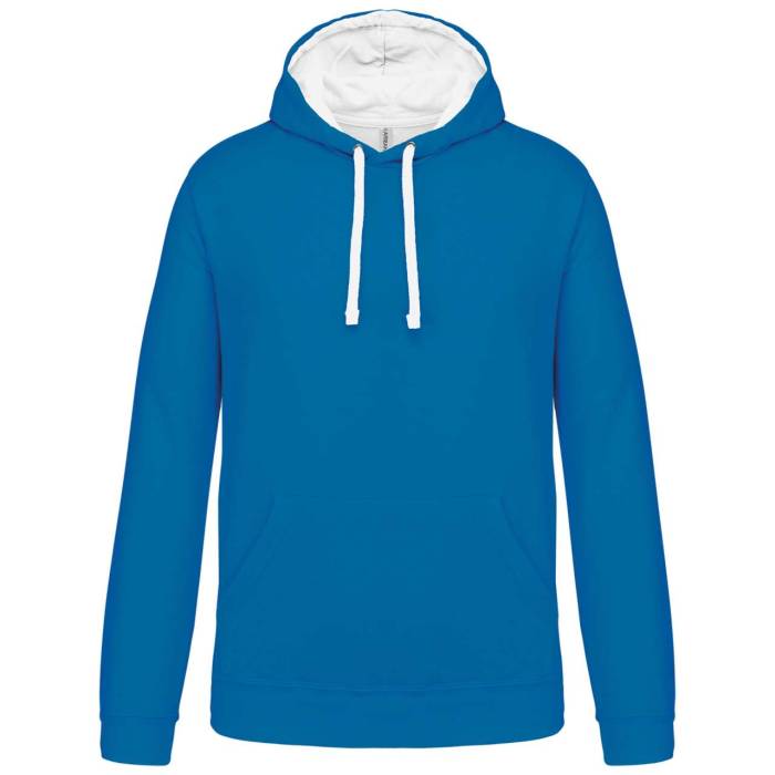 MEN`S CONTRAST HOODED SWEATSHIRT - Tropical Blue/White, #0076A5/#FFFFFF<br><small>UT-ka446tb/wh-m</small>