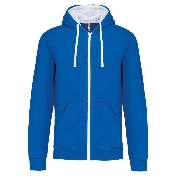 MEN`S CONTRAST HOODED FULL ZIP SWEATSHIRT - Light Royal Blue/White, #2C5697/#FFFFFF<br><small>UT-ka466lro/wh-xl</small>