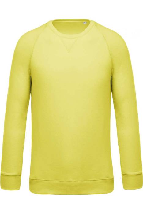 MEN`S ORGANIC COTTON CREW NECK RAGLAN SLEEVE SWEATSHIRT - Lemon Yellow, #e2df81<br><small>UT-ka480ley-2xl</small>