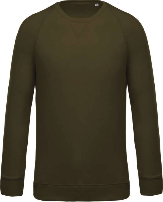 MEN`S ORGANIC COTTON CREW NECK RAGLAN SLEEVE SWEATSHIRT - Mossy Green, #484F42<br><small>UT-ka480mgn-2xl</small>