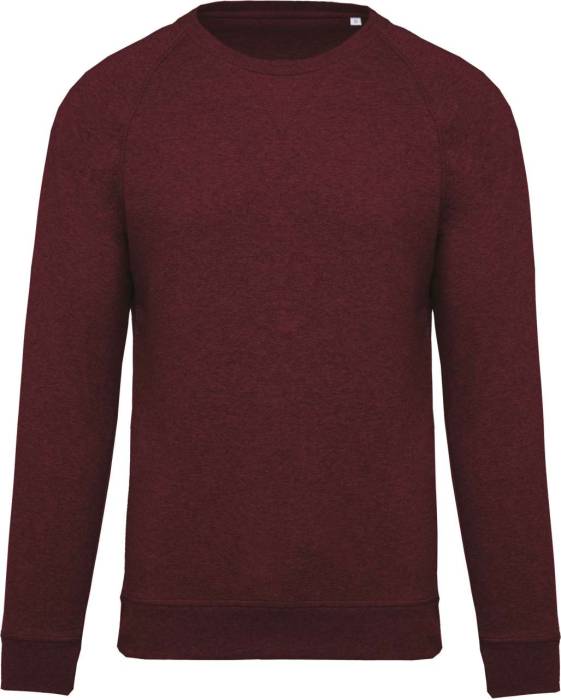 MEN`S ORGANIC COTTON CREW NECK RAGLAN SLEEVE SWEATSHIRT - Wine Heather, #642E38<br><small>UT-ka480wnh-2xl</small>