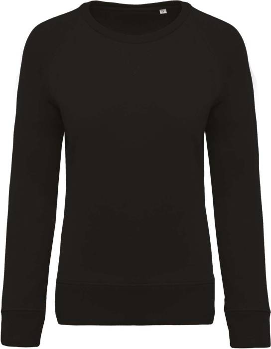 LADIES’ ORGANIC COTTON CREW NECK RAGLAN SLEEVE SWEATSHIRT - Black, #000000...<br><small>UT-ka481bl-l</small>