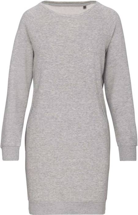 ORGANIC FLEECE LOUNGE DRESS - Light Grey Heather, #A6A9AA<br><small>UT-ka493lgrh-l</small>