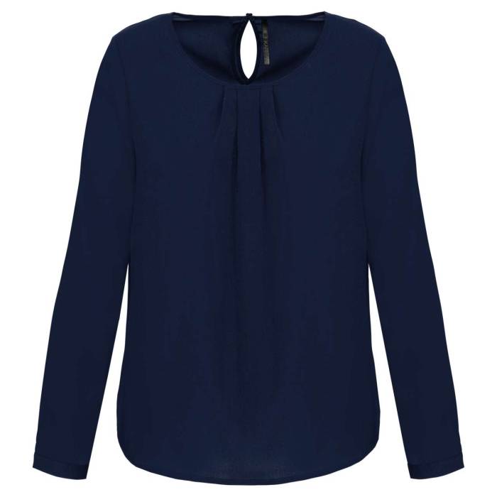 LADIES` LONG-SLEEVED CREPE BLOUSE - Deep Sea Blue, #002273<br><small>UT-ka5003dsb-38</small>