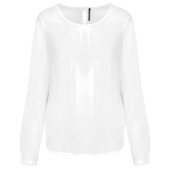 LADIES` LONG-SLEEVED CREPE BLOUSE - Off White, #EEEEF0<br><small>UT-ka5003owh-34</small>