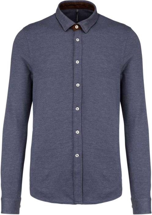 LONG-SLEEVED JACQUARD KNIT SHIRT - Jacquard Blue, #47424B<br><small>UT-ka507jab-m</small>